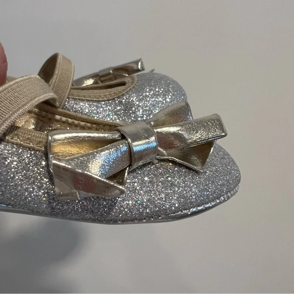 Stuart Weitzman Baby Glitz Ballet Flats Silver Gold Size 3 (6-9M)